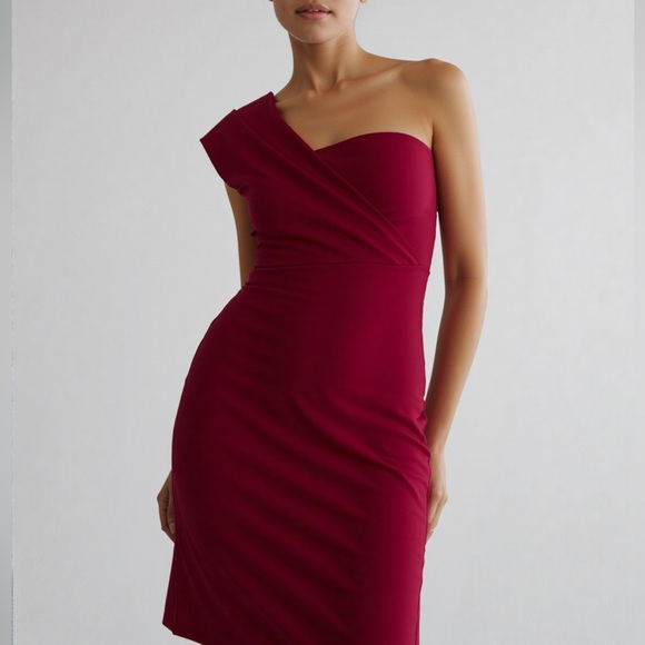NWT Pretty Little Thing one shoulder drape fromt midi dress ❤️ - Picture 1 of 7